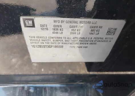 2016 Chevrolet Malibu Ls from USA, damaged, VIN 1G1ZB5ST3GF186008